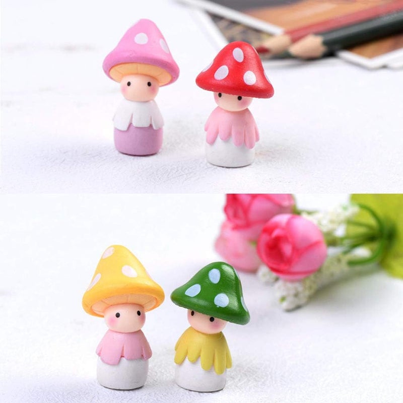 MAOMIA Fairy Mushroom Doll Figurines 4 Pcs Miniature Fairy Garden Micro Landscape Mini Dollhouse Garden Decoration Outdoor Decoration - Image 5